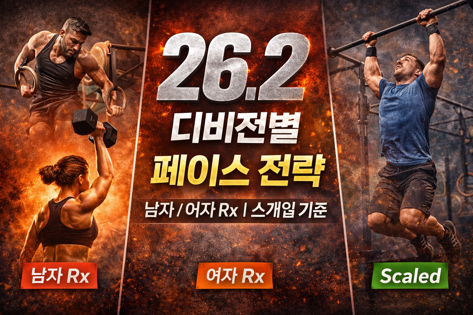 26.2 디비전별 페이스 전략 (남자 Rx / 여자 Rx / 스케일)